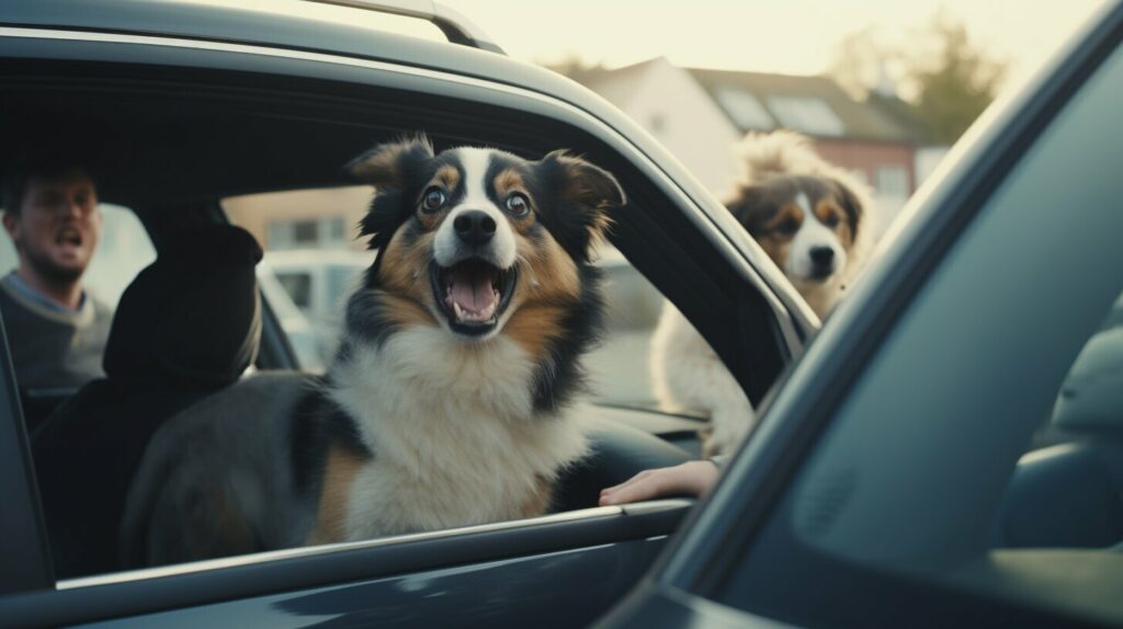 hund bellt im auto andere hunde an